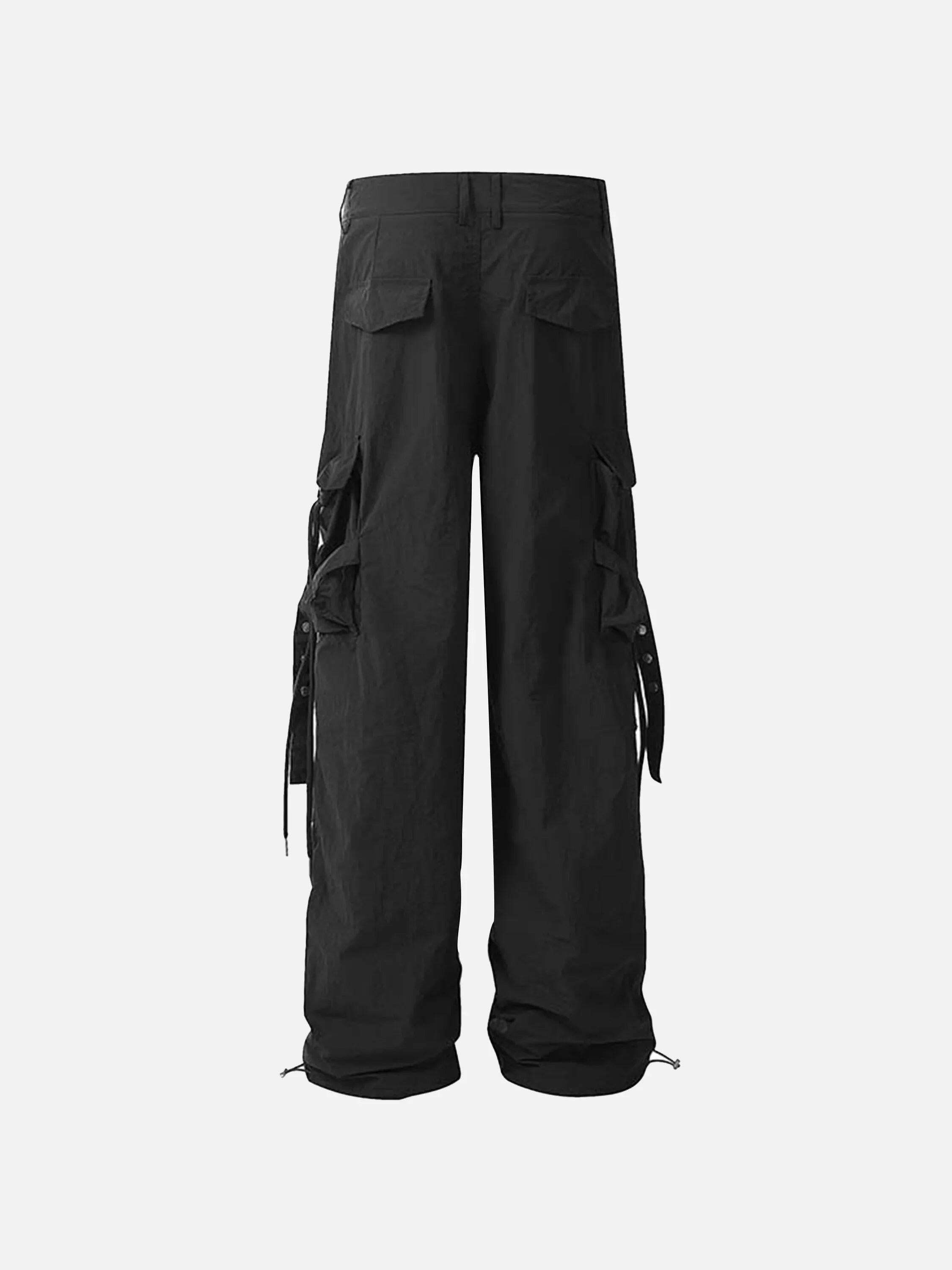 Concert Outfit Pleated Bandage Drawstring Cargo Pants