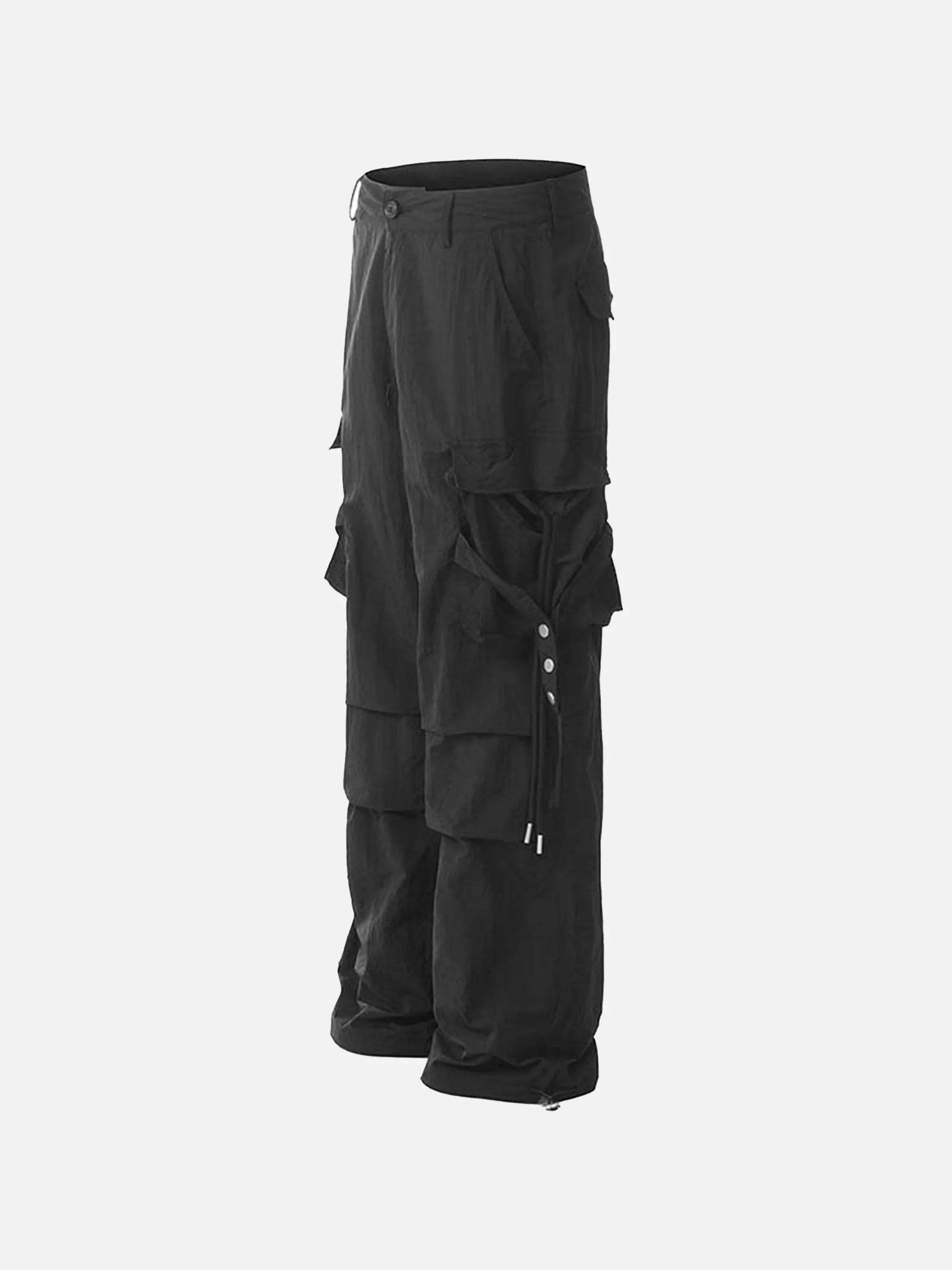 Concert Outfit Pleated Bandage Drawstring Cargo Pants