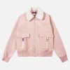 Concert Outfit Plush Collar Suede Faux Leather Jacket
