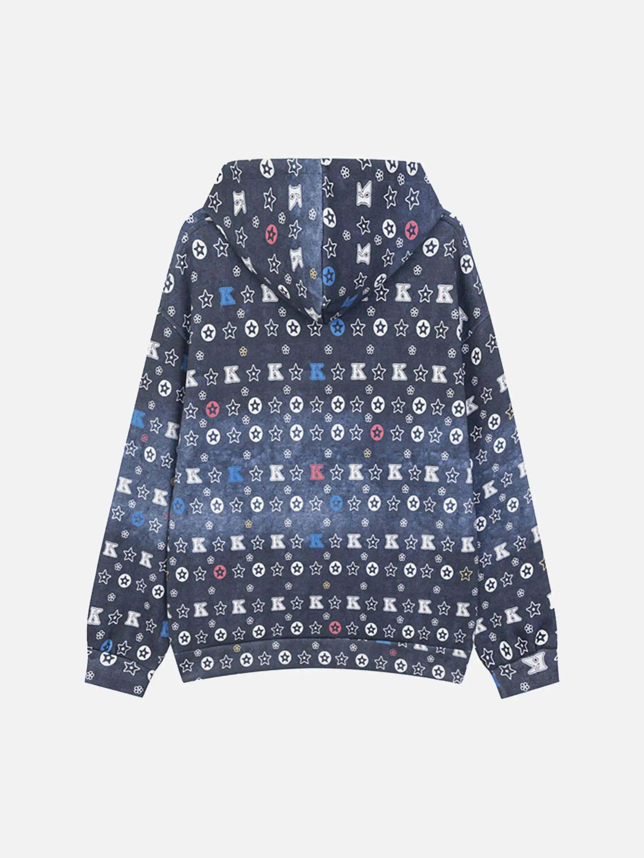 Concert Outfit Printing Gradient Zip-Up Hoodie