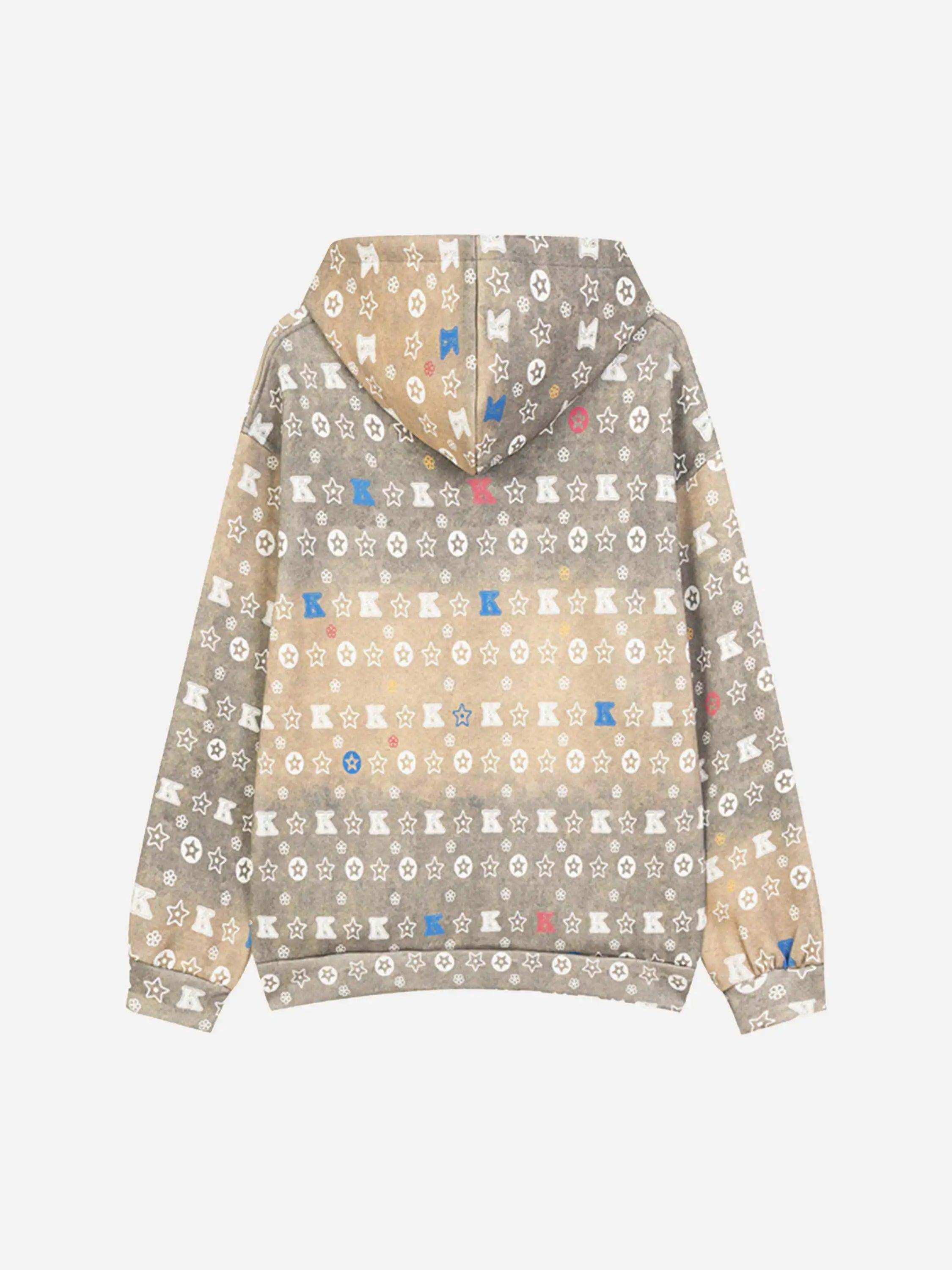 Concert Outfit Printing Gradient Zip-Up Hoodie