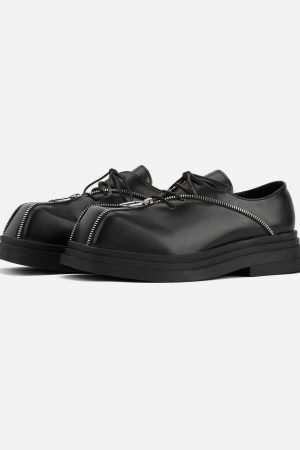 Concert Outfit Punk Personality Zipper Design Leather Shoes