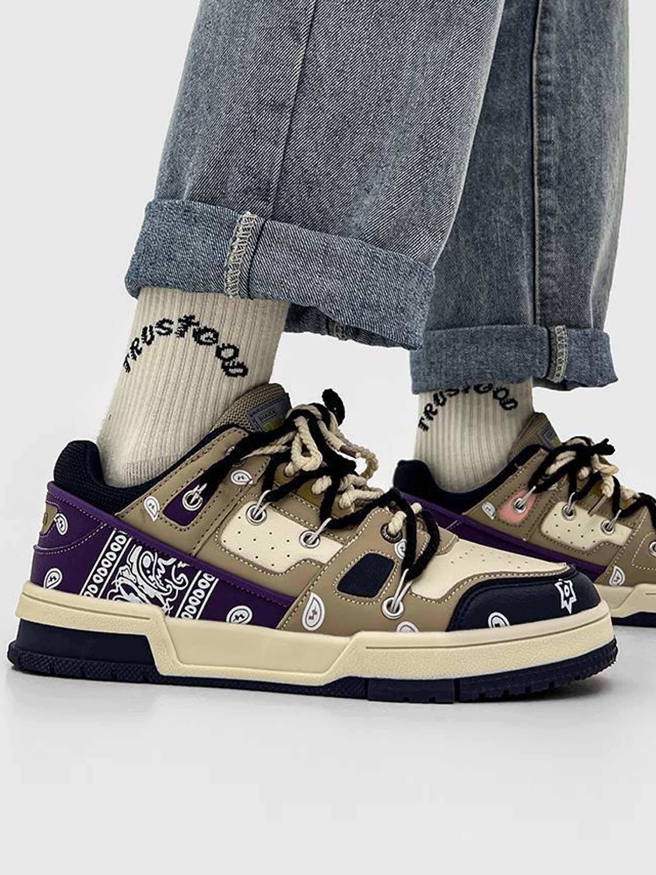 Concert Outfit Retro Cashew Flower Board Casual Shoes