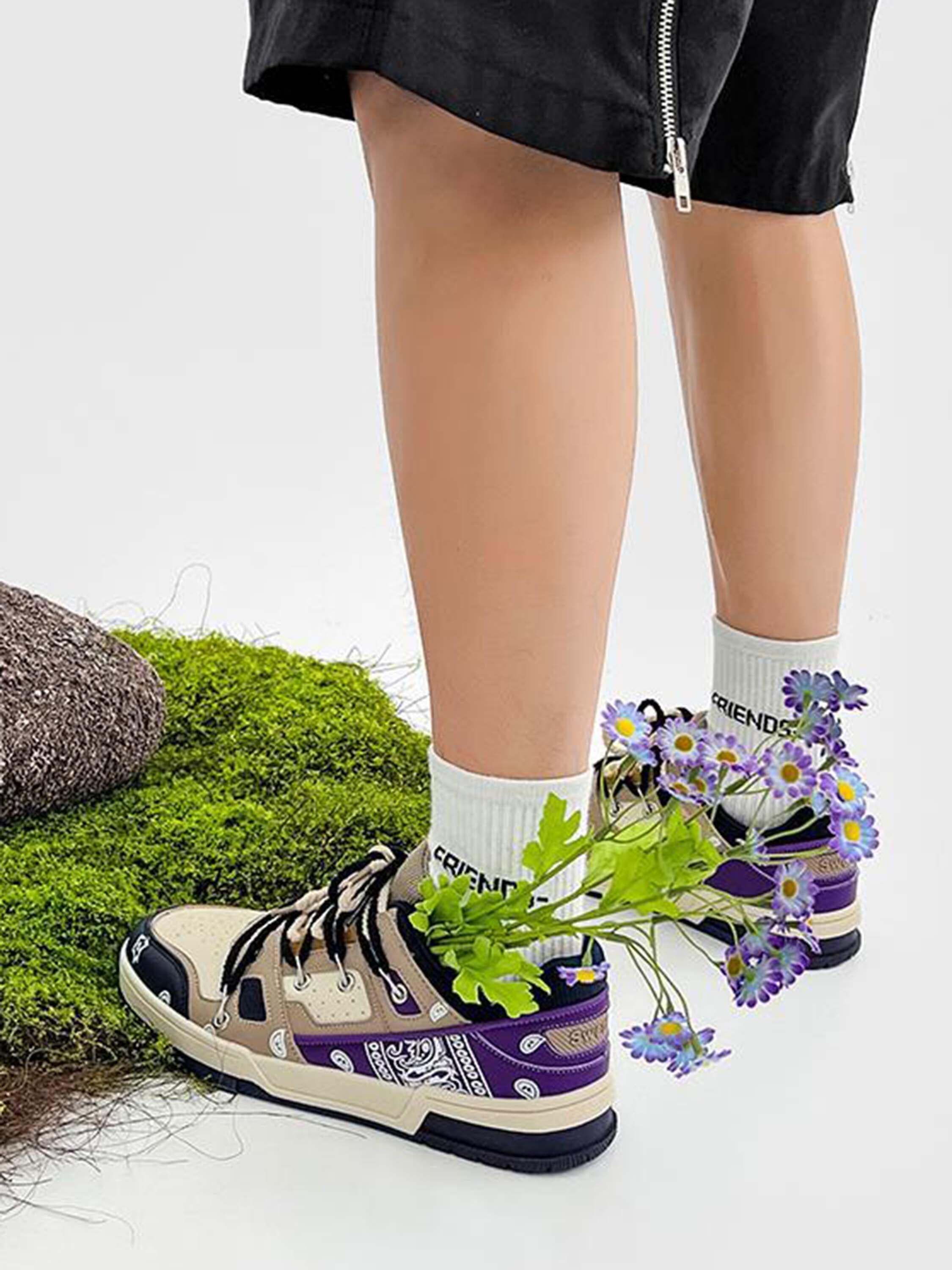 Concert Outfit Retro Cashew Flower Board Casual Shoes