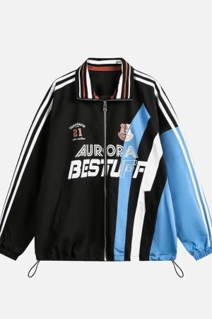 Concert Outfit Retro Contrast Color Stitching Jersey Jacket