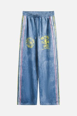 Concert Outfit Retro Contrast Suede Track Pants