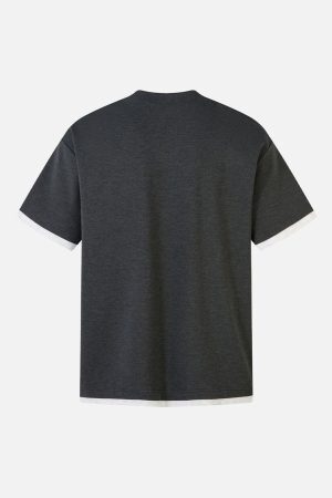 Concert Outfit Retro Faux Two-Piece Print T-Shirt