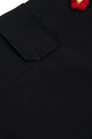 Concert Outfit Retro Floral Embroidered Pleated Multi-Pocket Cargo Jorts
