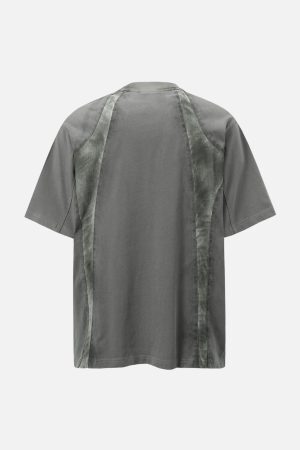 Concert Outfit Retro Functional Patchwork Dirty Dyed T-Shirt