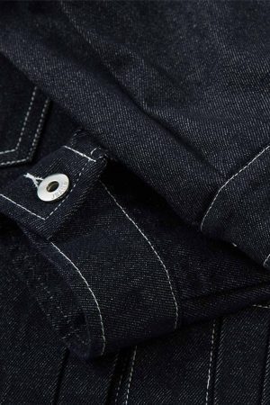 Concert Outfit Retro Heavy Washed Contrast Color Denim Jacket