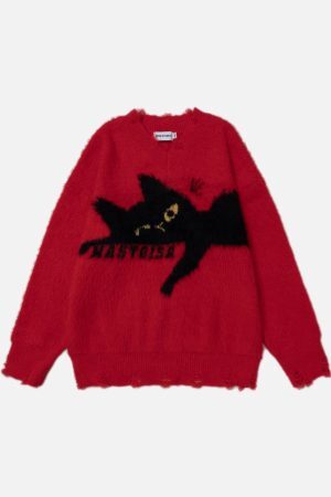 Concert Outfit Retro Lazy Cat Sweater