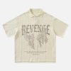 Concert Outfit Retro Letter Print Lapel Short Sleeve Polo Shirt