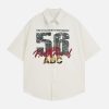 Concert Outfit Retro Letter Print Short Sleeve Shirt