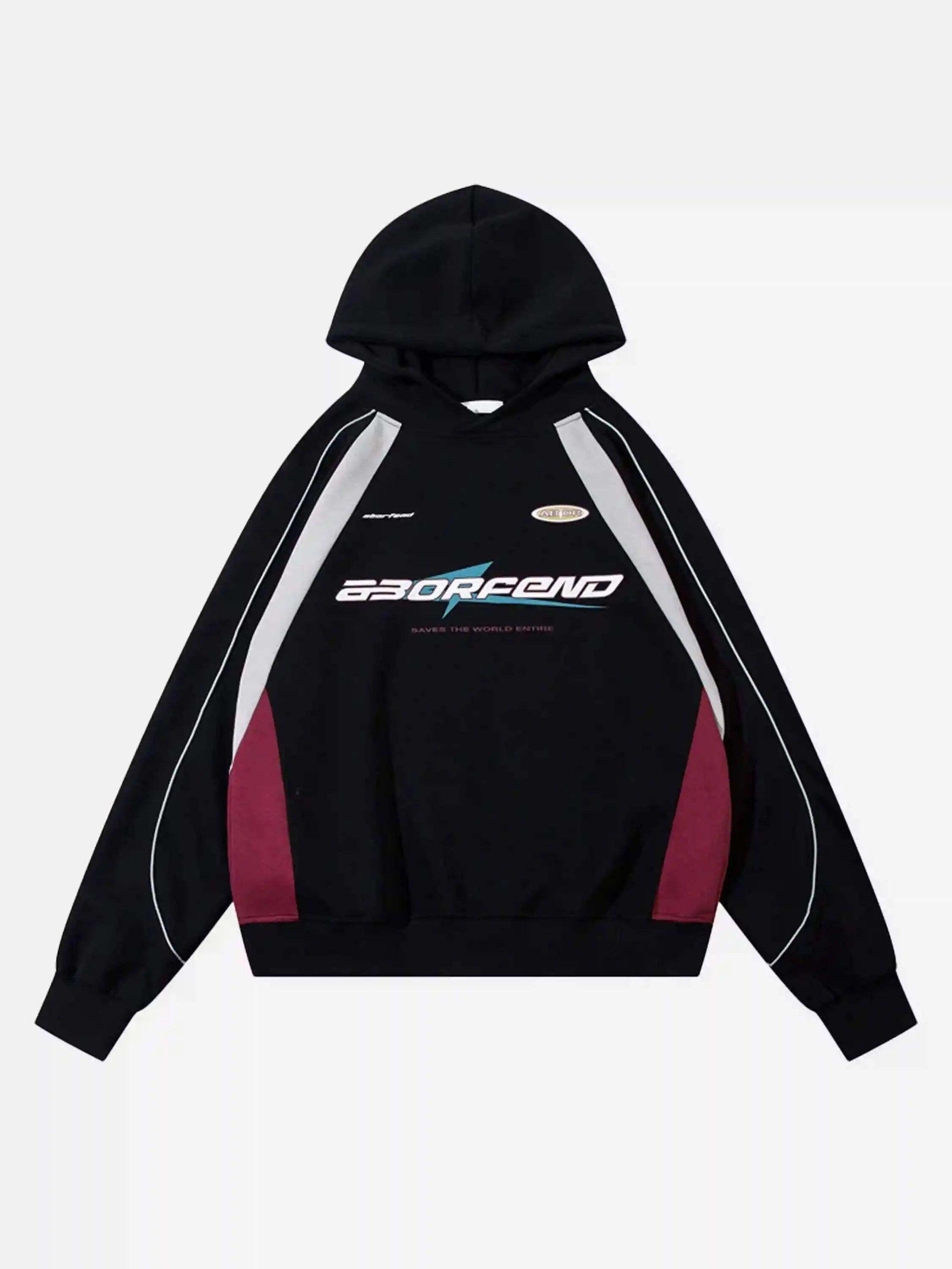 Concert Outfit Retro Patchwork Hip-Hop Hoodie