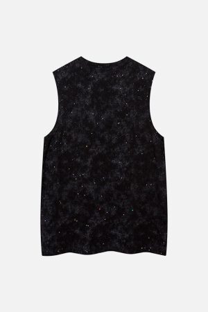 Concert Outfit Retro Rhinestone Cross Chain Vest