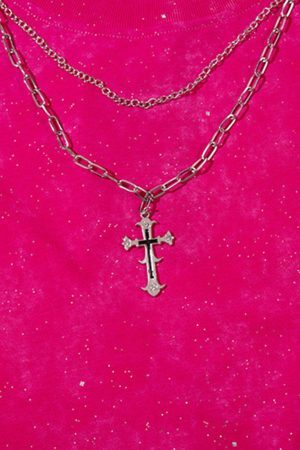 Concert Outfit Retro Rhinestone Cross Chain Vest