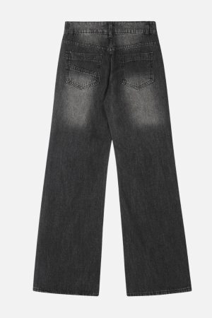 Concert Outfit Retro Sun Faded Patchwork Jeans