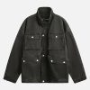 Concert Outfit Retro Washed Distressed Multi-Pocket Work Jacket