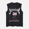 Concert Outfit Retro Washed Letter Print Vest