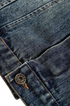Concert Outfit Retro Washed Workwear Denim Hooded Jacket