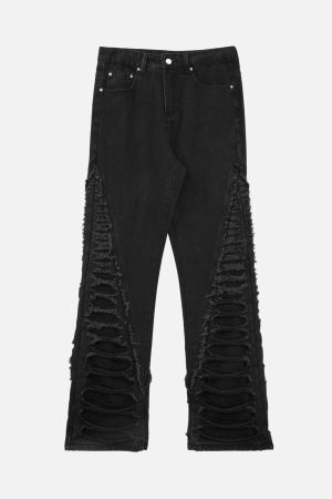 Concert Outfit Ripped Double Straight Jeans
