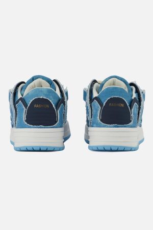 Concert Outfit Shredded Denim Patchwork Sneakers