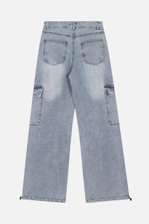 Concert Outfit Side-Scarf Pleated Baggy Jeans