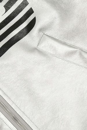 Concert Outfit Silver Leather  Motorcycle Hooded Jacket