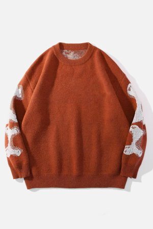 Concert Outfit Skeleton Pattern Knit Sweater