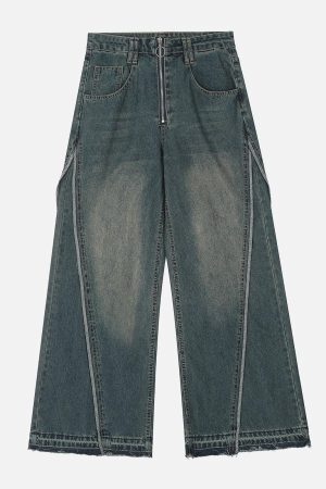 Concert Outfit Slit Fringe Loose Jeans