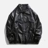 Concert Outfit Solid Color Lapel PU Jacket