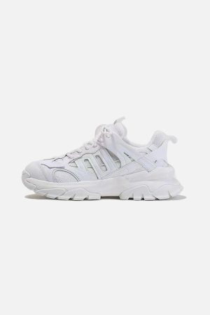 Concert Outfit Solid Color Mesh Sneakers