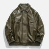 Concert Outfit Solid Color PU Jacket