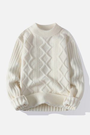 Concert Outfit Solid Color Twist Knit Sweater