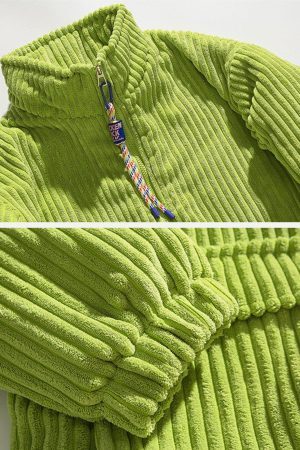 Concert Outfit Solid Corduroy Oversized Pocket Winter Coat