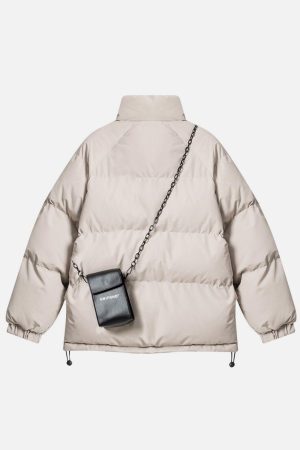 Concert Outfit Solid Detachable Satchel Winter Coat