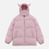 Concert Outfit Solid Embroidered Hood Winter Coat