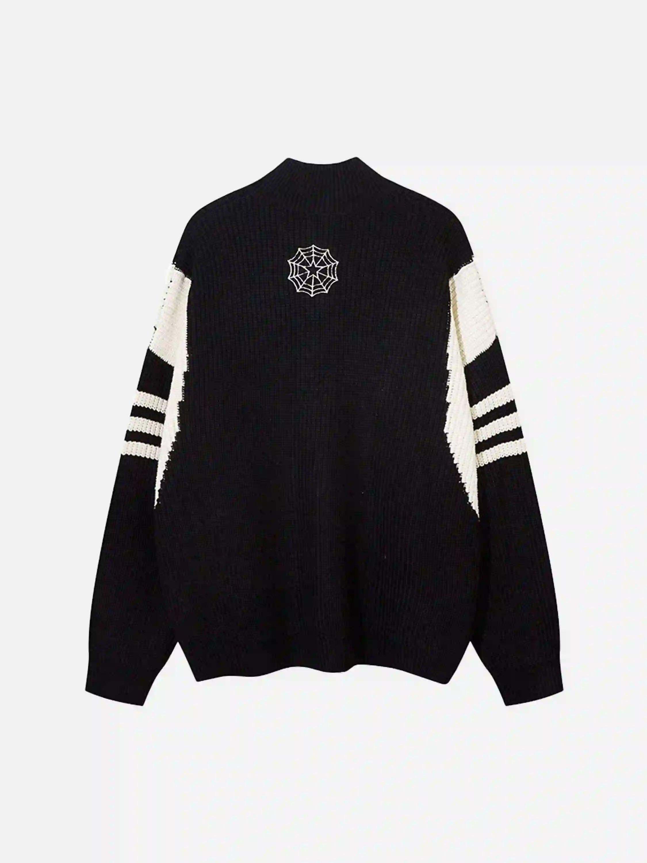 Concert Outfit Spider Web Stand Collar Zip-Up Cardigan