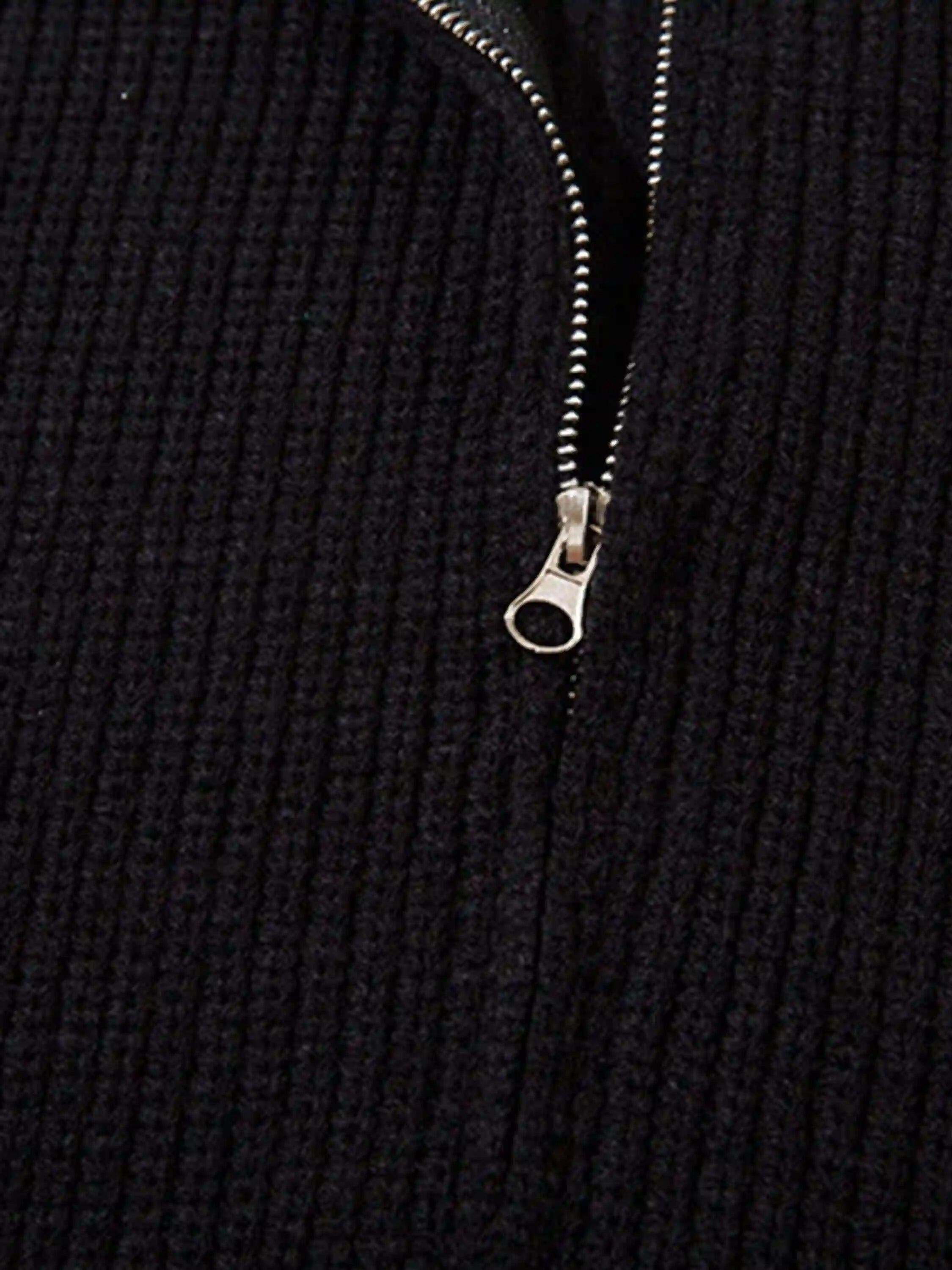 Concert Outfit Spider Web Stand Collar Zip-Up Cardigan