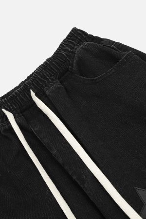 Concert Outfit Star Embroidered Elastic Waist Jeans