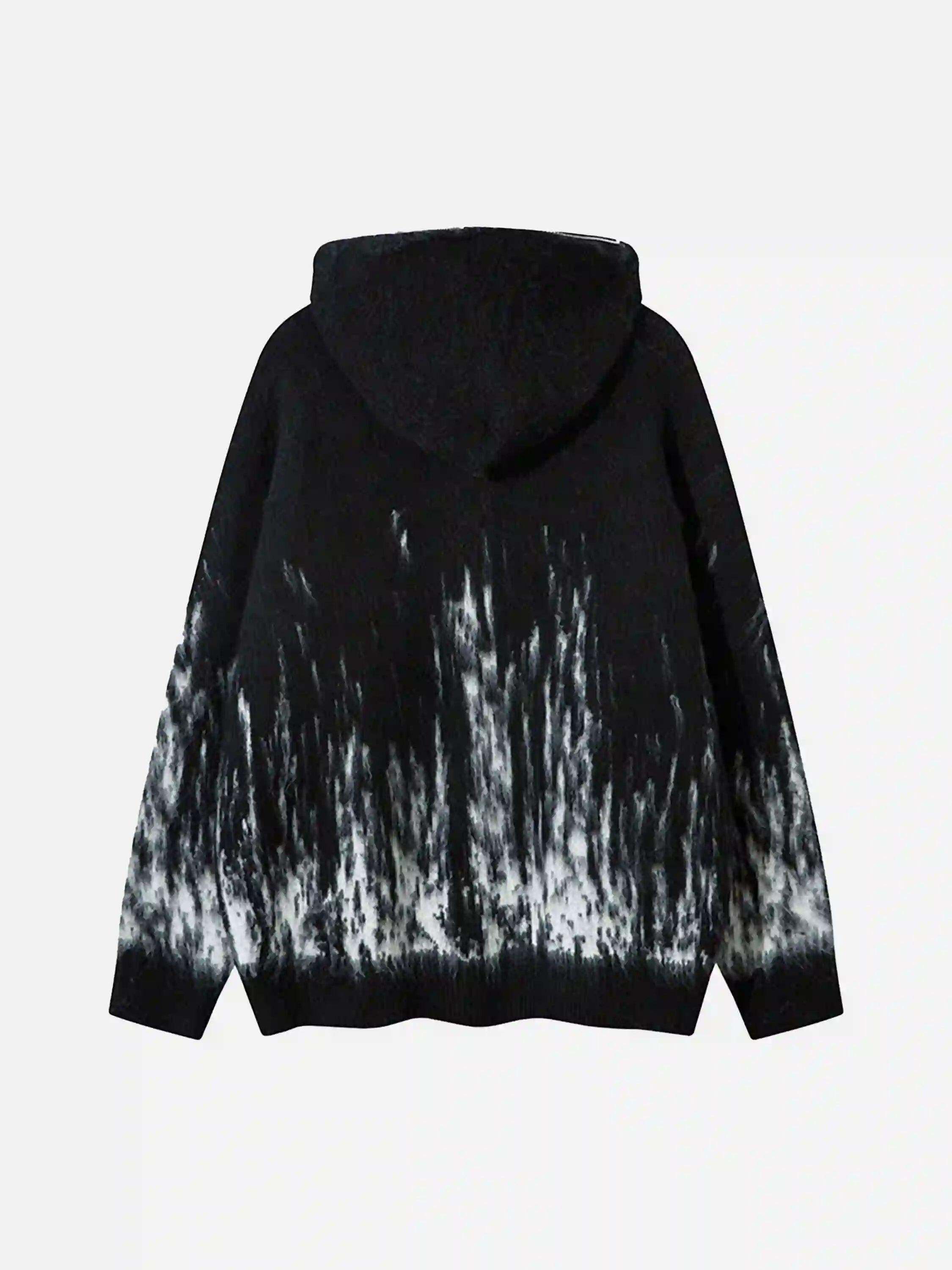 Concert Outfit Star Graffiti Knitted Zip-Up Hoodie