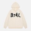 Concert Outfit Star Knit Hooded Zip Up Cardigan Sweater