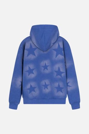 Concert Outfit Star Letter Print Zipper Hoodie