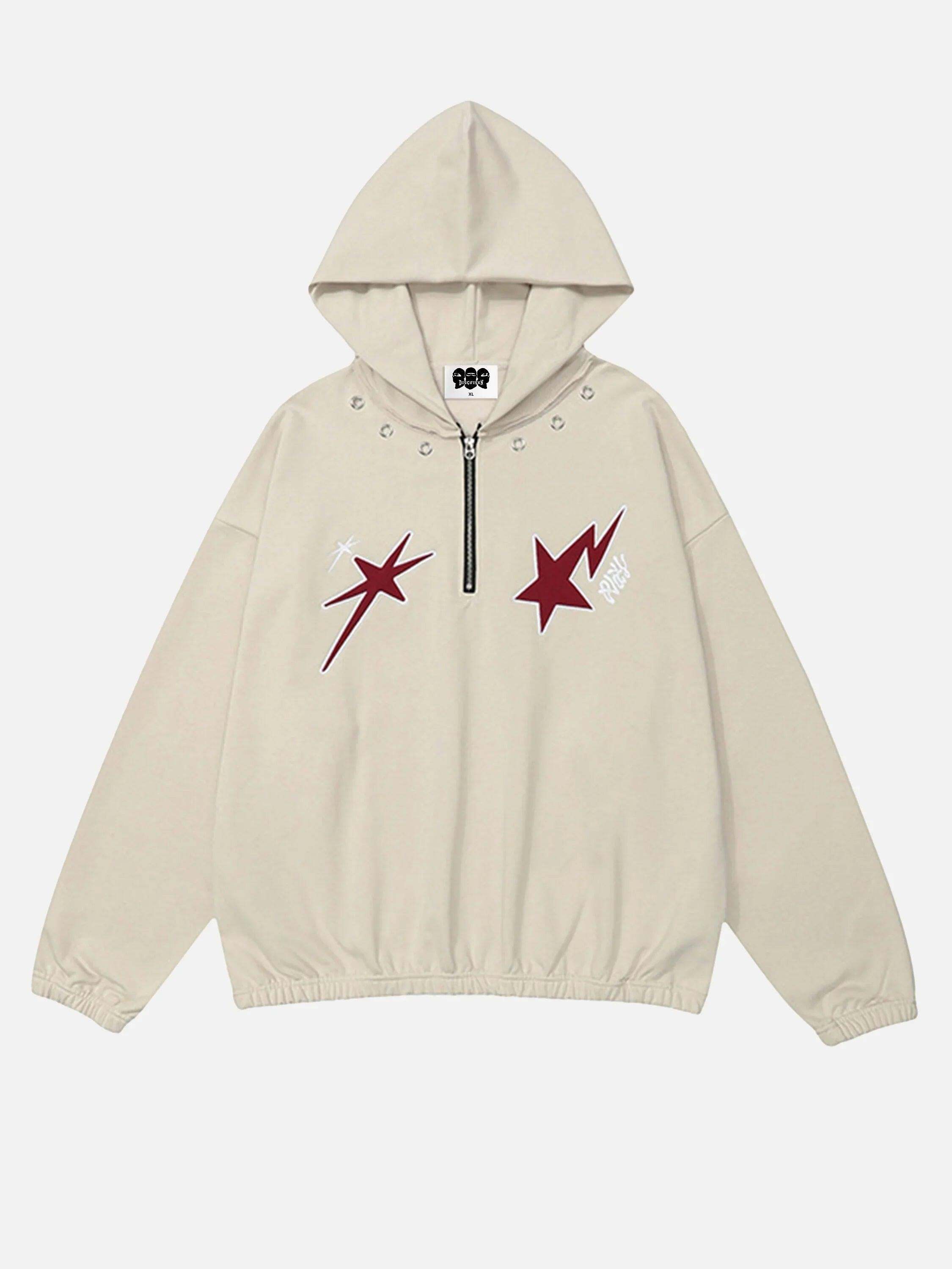 Concert Outfit Star Patchwork Half-Zip Hoodie