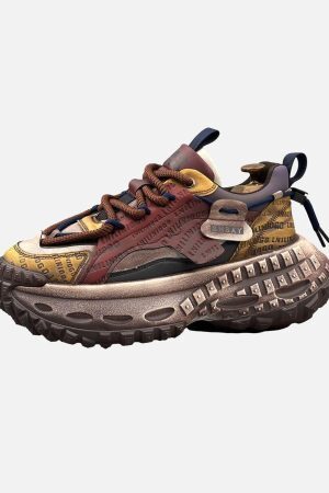 Concert Outfit Stitching Letter Tire Sole Platform Sneakers