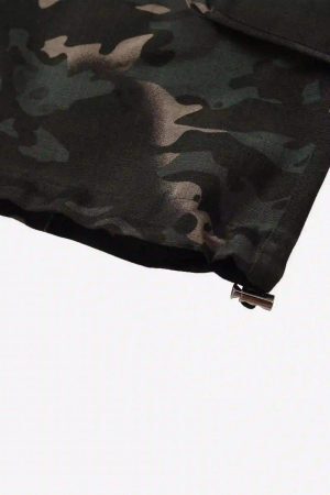 Concert Outfit Street Dark Camouflage Zipper Cargo Pants