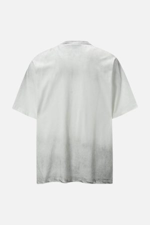Concert Outfit Street Dirty-Dye Distressed Cut Pocket T-Shirt