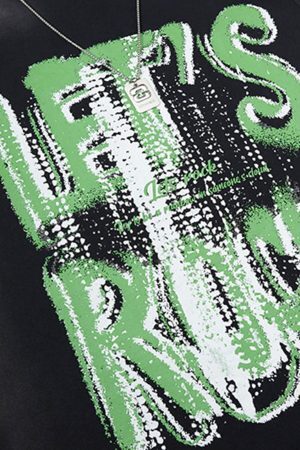 Concert Outfit Street Graphic Spray Print Necklace T-Shirt