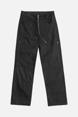 Concert Outfit Street Hip-Hop Structure Zipper Design Washed Jeans