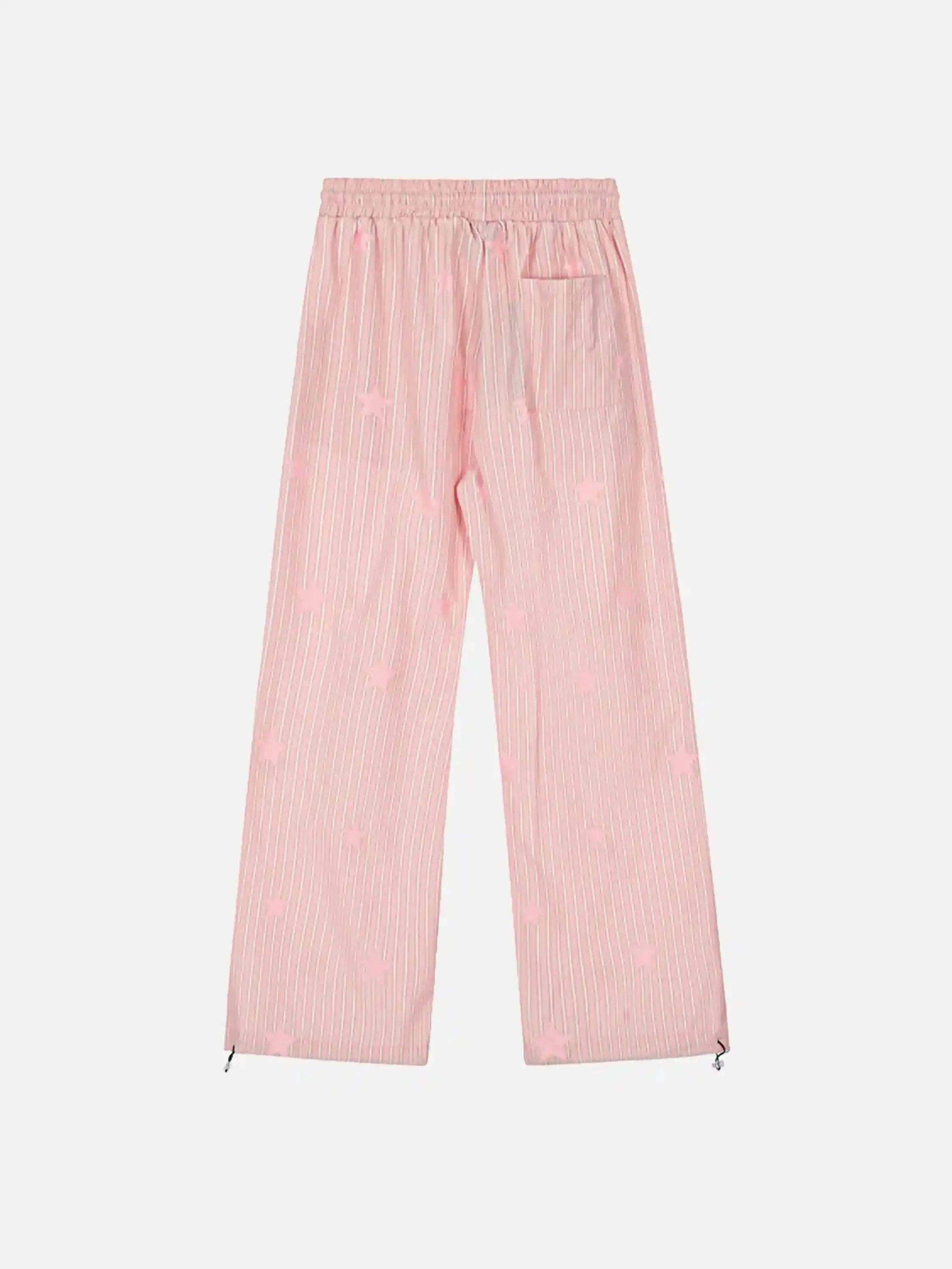 Concert Outfit Street Retro Star Vertical Stripes Trousers